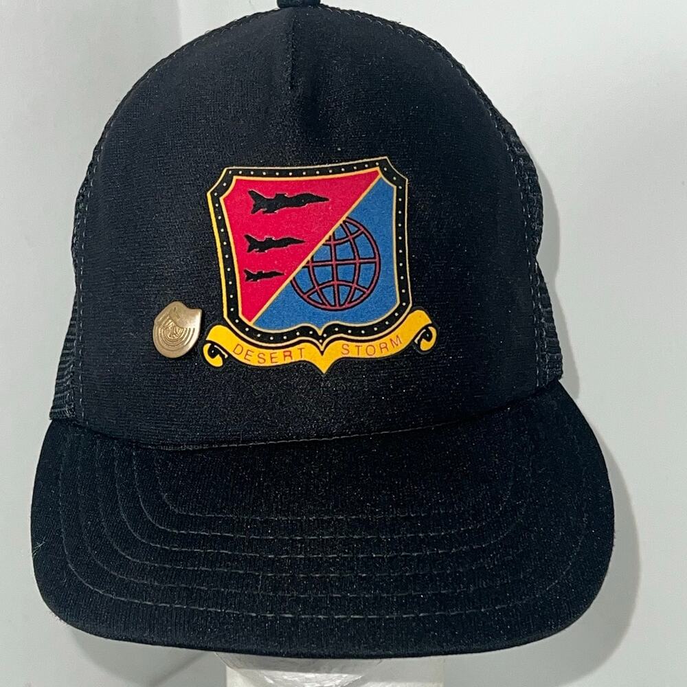 USAF Operation Desert Storm Black Cap Gulf War Unit Patch Crest with Pin OSFA